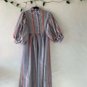Puff sleeve button up dress